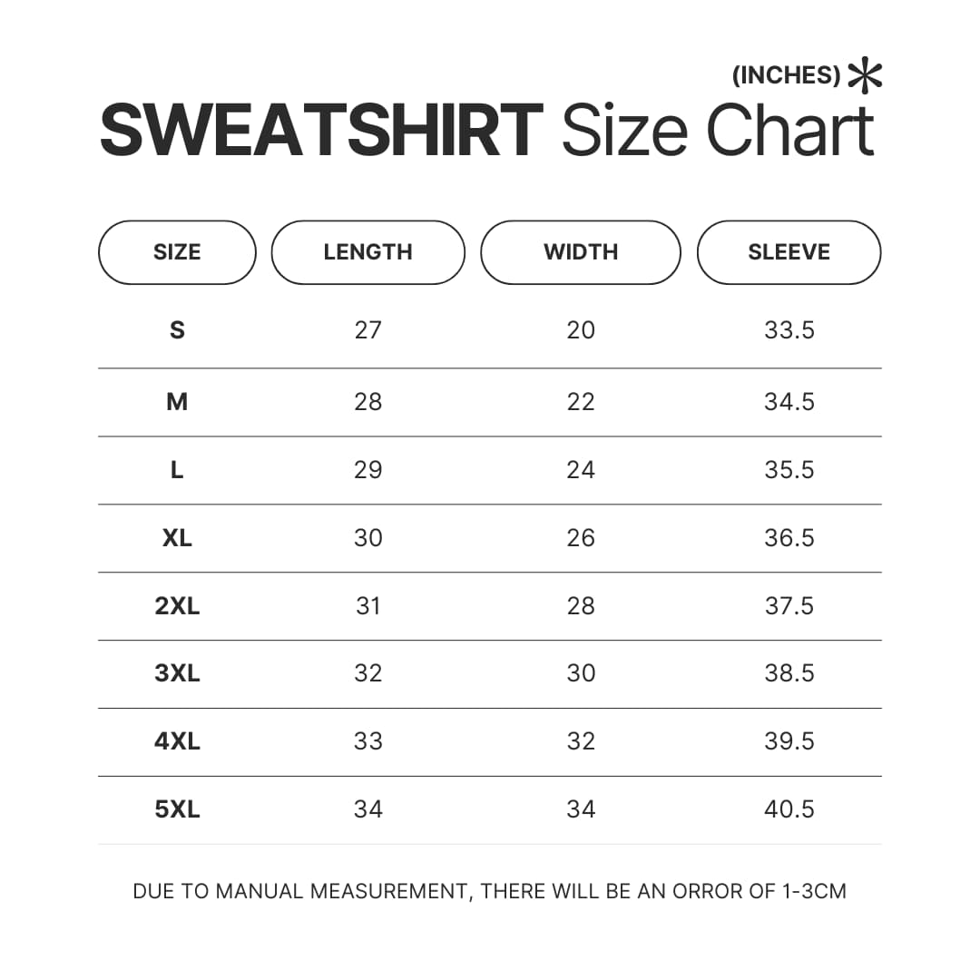 Sweatshirt Size Chart - The Apothecary Diaries Store