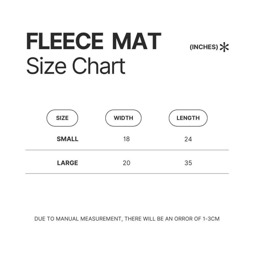 Fleece Mat Size Chart - The Apothecary Diaries Store