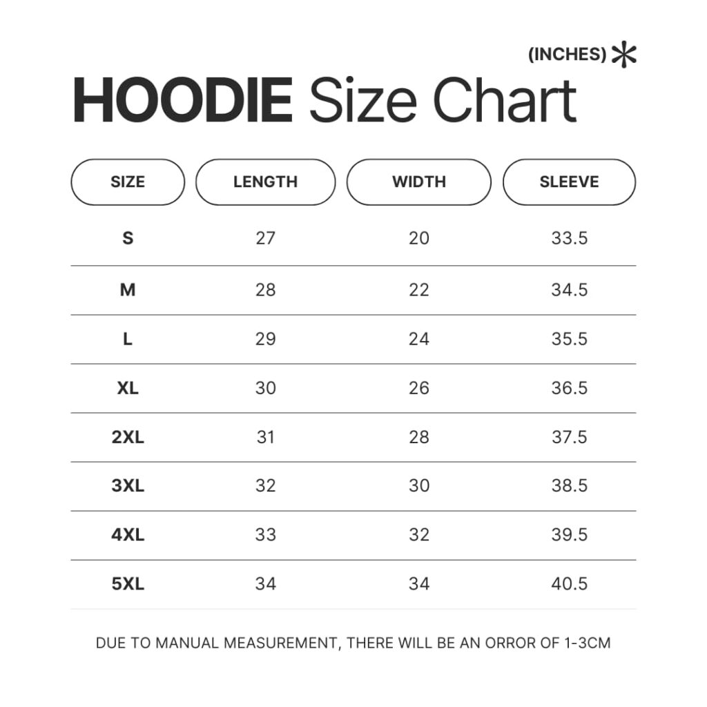 Hoodie Size Chart - The Apothecary Diaries Store