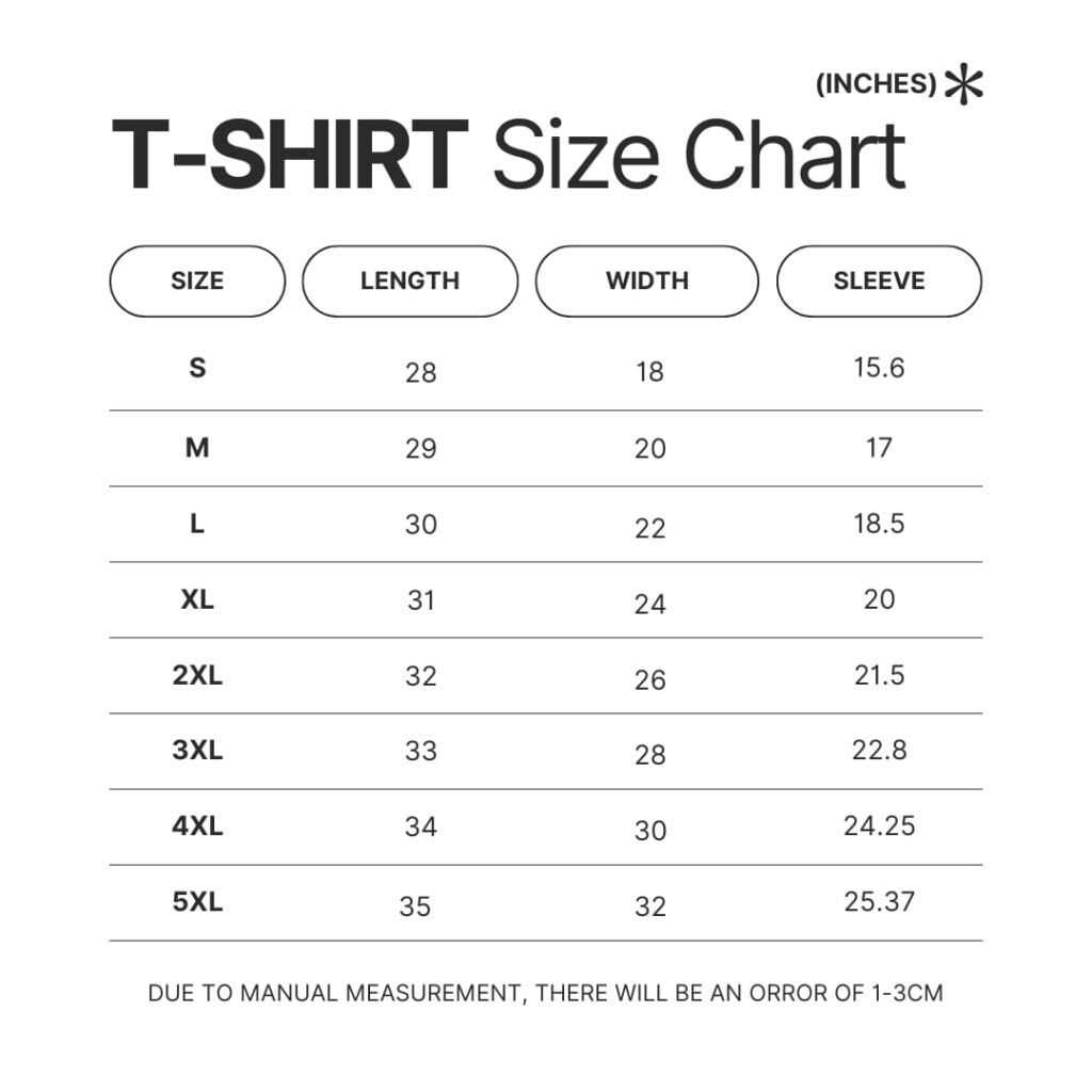 T shirt Size Chart - The Apothecary Diaries Store