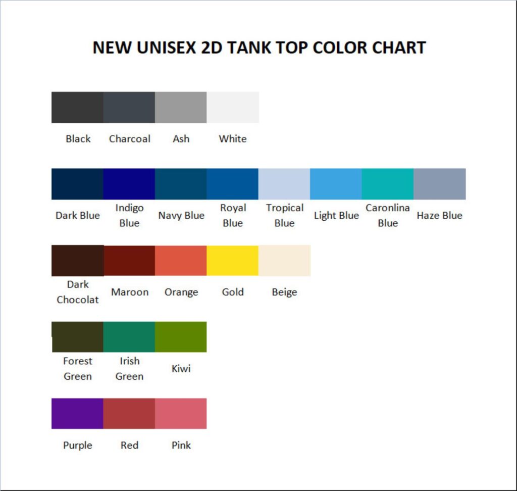 tank top color chart - The Apothecary Diaries Store